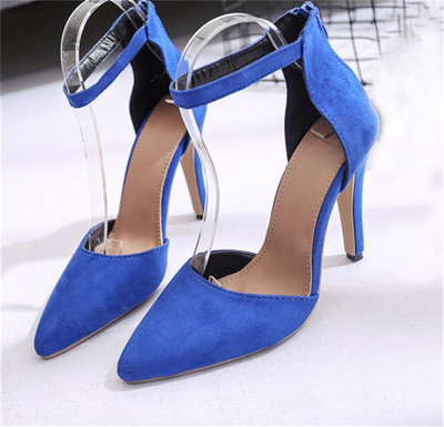 Много стилни дамски сандали на висок ток и с интересна закопчалка около глезена - 4 цвята