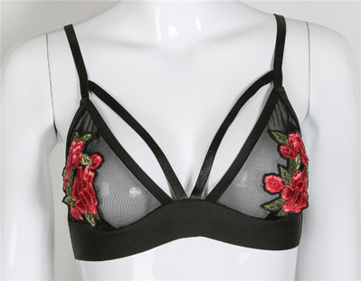 Дамско стилно бюстие с интересни презрамки и красива бродерия