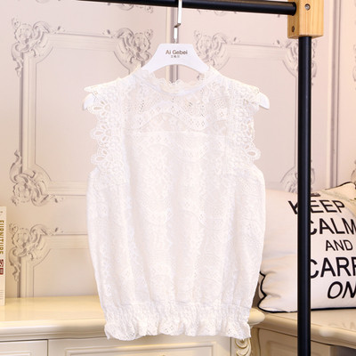 Стилен дамски дантелен потник с яка тип поло в четири цвята