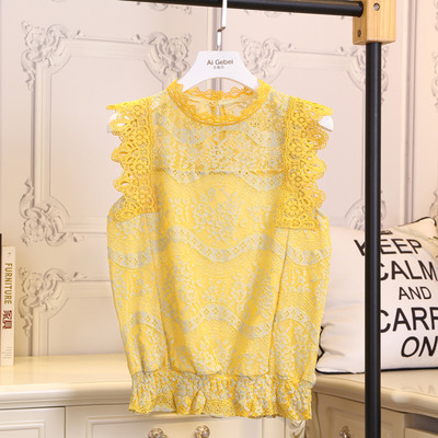 Стилен дамски дантелен потник с яка тип поло в четири цвята