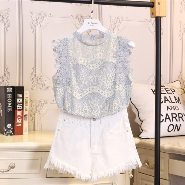 Стилен дамски дантелен потник с яка тип поло в четири цвята