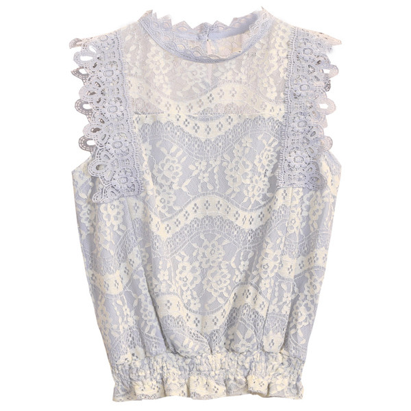 Стилен дамски дантелен потник с яка тип поло в четири цвята