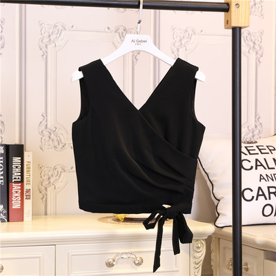 Стилен дамски къс потник с панделка в пет цвята