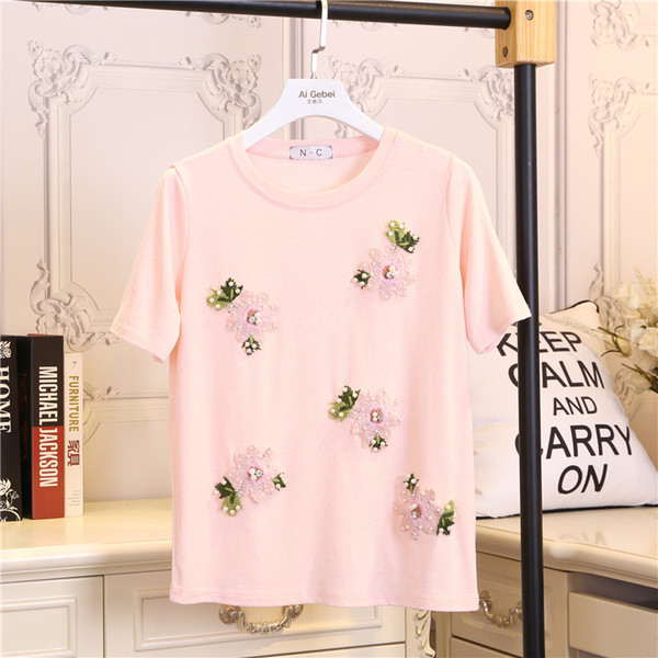 Γυναικεία μπλούζα με διακόσμηση λουλουδιών σε τρία χρώματα