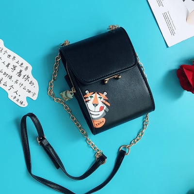 Сладка дамска чанта в четири цвята с апликация на тигър