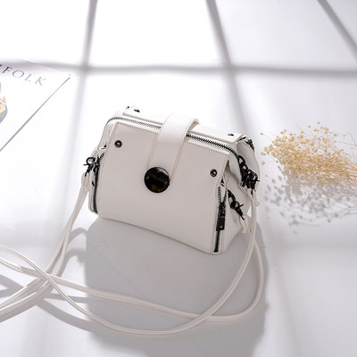 Стилна дамска чанта с двойни каишки в четири цвята