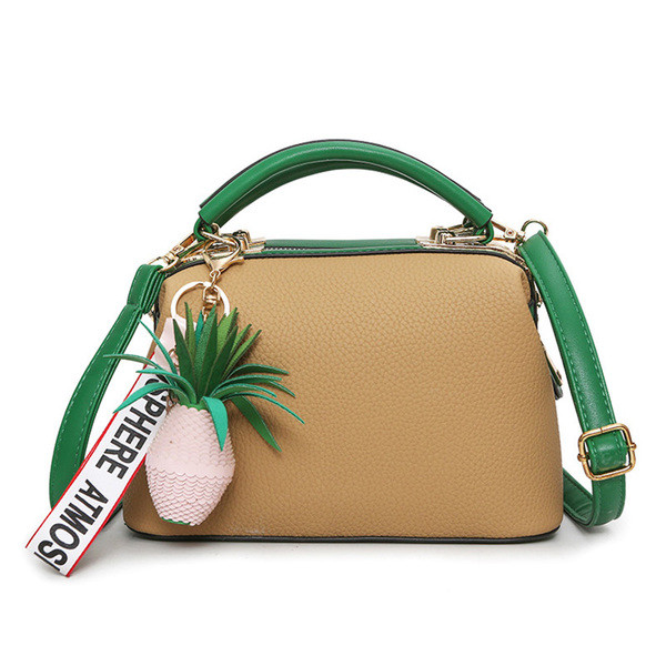 Красива дамска чанта с декорация ананас и надпис в четири цвята