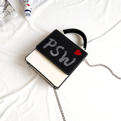 Ежедневна дамска чанта с метална дръжка и с декорация пайети