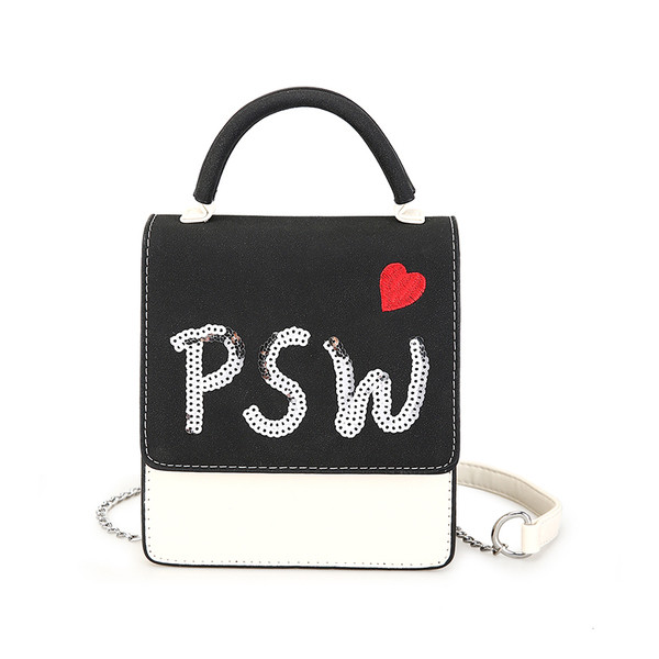 Ежедневна дамска чанта с метална дръжка и с декорация пайети