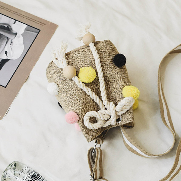 Сладка и ежедневна мини дамска чанта с топчета