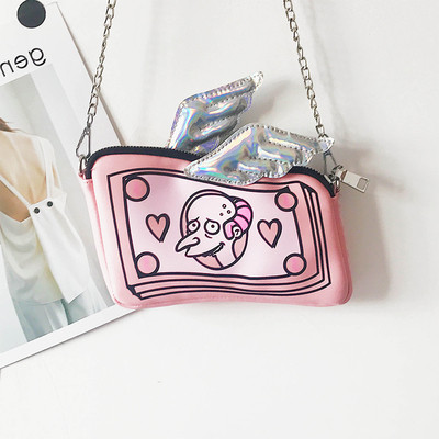 Сладка мини чанта с метална верижка и с анимационно изображение