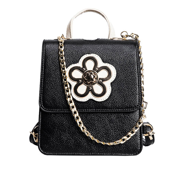 Μοντέρνο γυναικείο σακίδιο με διακόσμηση λουλουδιών και δύο τύπους λαβών