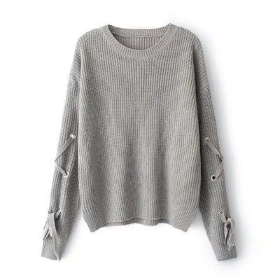 Πολύ ενδιαφέρουσα καθημερινό γυναικείο πουλόβερμε κομψά μανίκια