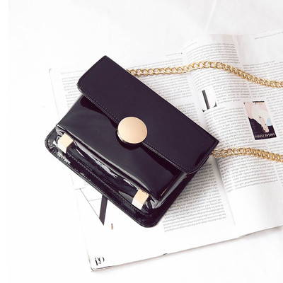 Стилна мини дамска чанта с метална дръжка и в четири разцветки