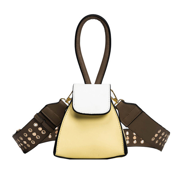 Мини дамска чанта с широка дръжка с декорация и в три разцветки