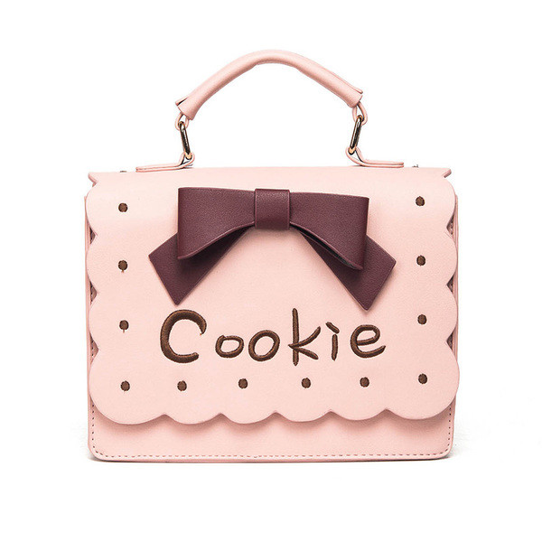 Много сладка дамска чанта с надпис и панделка в два цвята