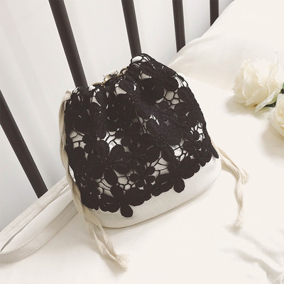 Ежедневна дамска чанта покрита с дантела в два цвята