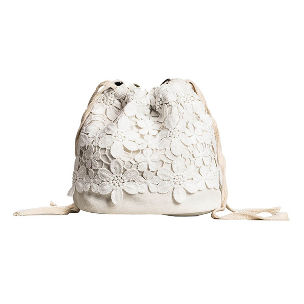 Ежедневна дамска чанта покрита с дантела в два цвята