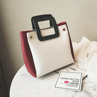 Стилна дамска чанта с квадратна дръжка в пет разцветки