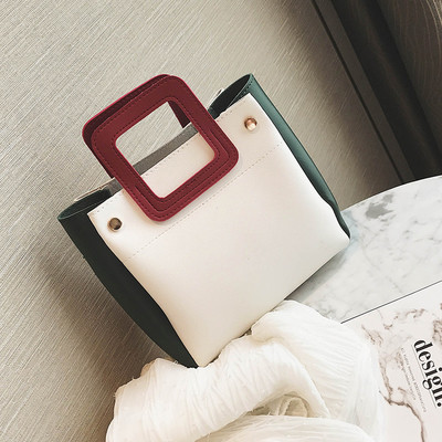 Стилна дамска чанта с квадратна дръжка в пет разцветки