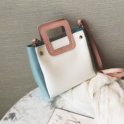 Стилна дамска чанта с квадратна дръжка в пет разцветки