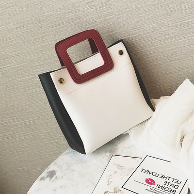 Стилна дамска чанта с квадратна дръжка в пет разцветки