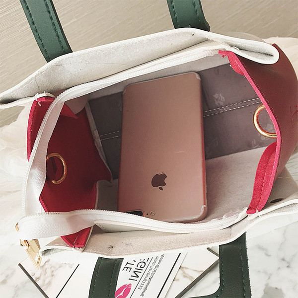 Стилна дамска чанта с квадратна дръжка в пет разцветки