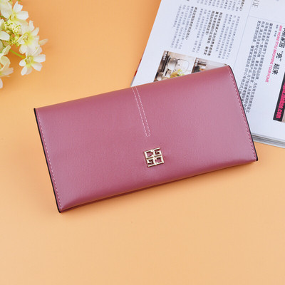 Лъскав дамски портфейл със семпла метална декорация в няколко цвята