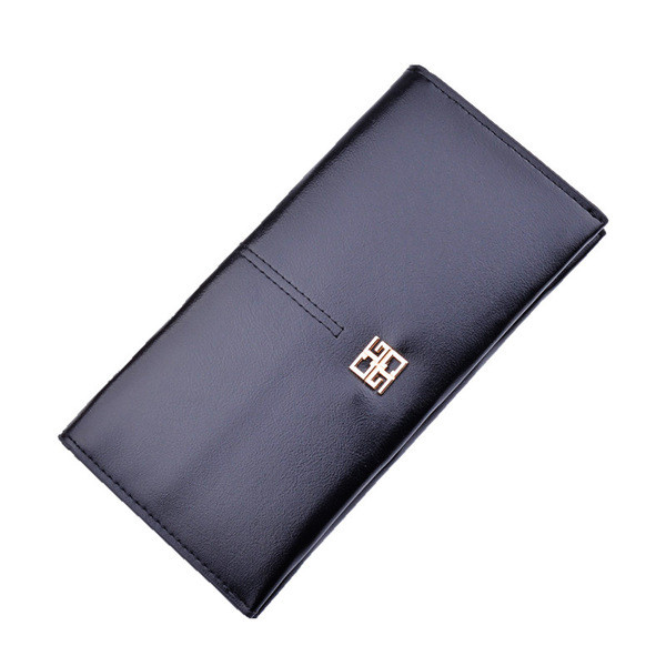 Лъскав дамски портфейл със семпла метална декорация в няколко цвята