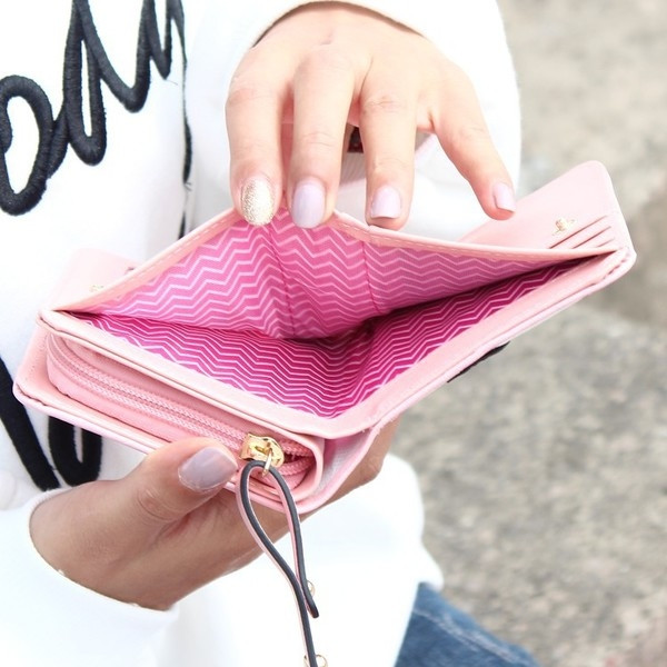 Мини дамски портфейл с декорация котета в три разцветки