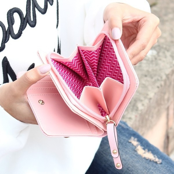 Мини дамски портфейл с декорация котета в три разцветки