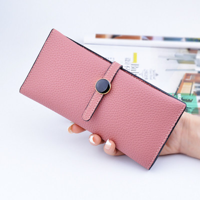 Красив дамски портфейл с копче в много цветове