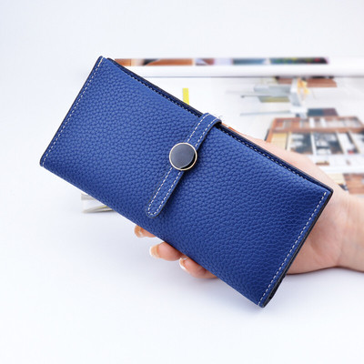 Красив дамски портфейл с копче в много цветове