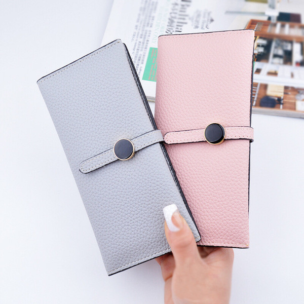 Красив дамски портфейл с копче в много цветове