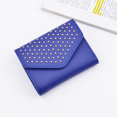 Стилен мини дамски портфейл с метална декорация и в много цветове