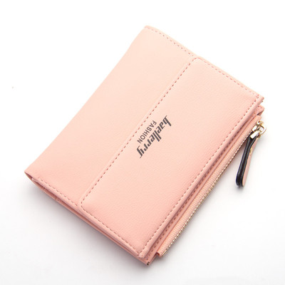 Мини дамски портфейл с цип и надпис в разнообразие от цветове