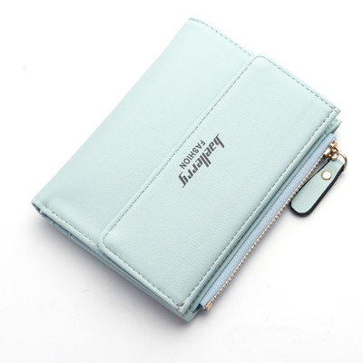 Мини дамски портфейл с цип и надпис в разнообразие от цветове