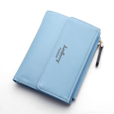 Мини дамски портфейл с цип и надпис в разнообразие от цветове