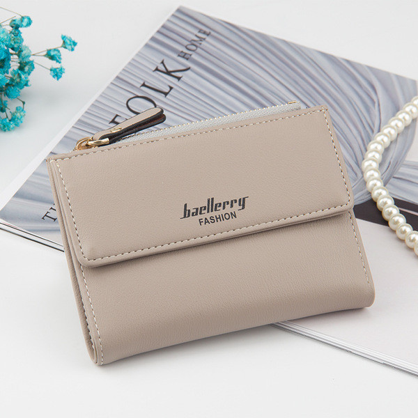 Мини дамски портфейл с цип и надпис в разнообразие от цветове