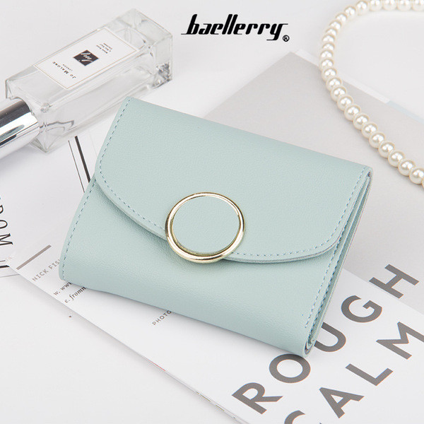 Красив мини дамски портфейл в много цветове и кръгла катарама