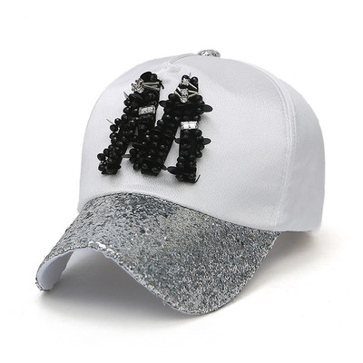 Лъскава бейзболна дамска шапка и с пайети в няколко цвята