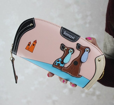 Сладък дамски портфейл с декорация и с дръжка в много цветове