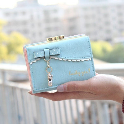 Сладък мини дамски портфейл с декорация в много цветове