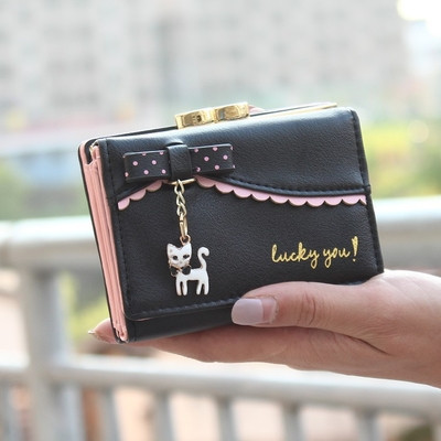 Сладък мини дамски портфейл с декорация в много цветове