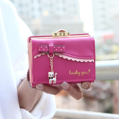 Сладък мини дамски портфейл с декорация в много цветове