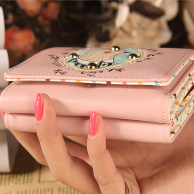 Красив дамски мини портфейл с изображение в четири цвята