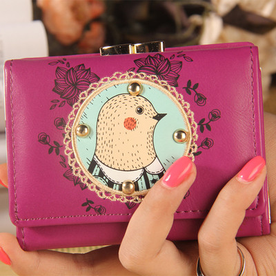 Красив дамски мини портфейл с изображение в четири цвята