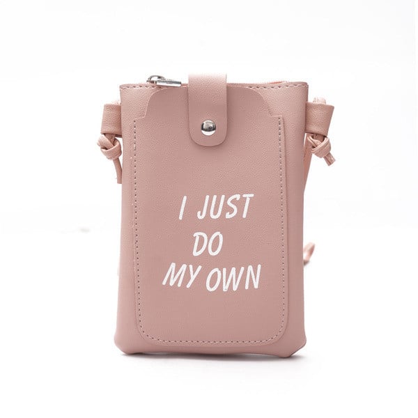 Мини дамска чанта с надпис в четири цвята