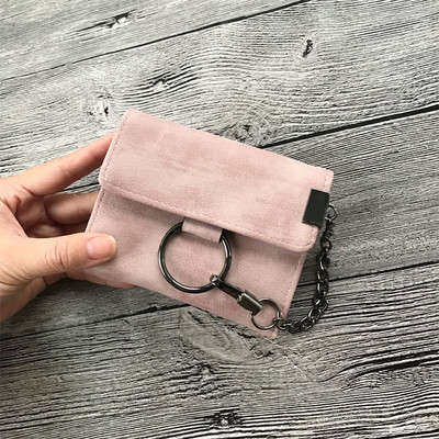 Стилен мини дамски портфейл с метална декорация в пет цвята