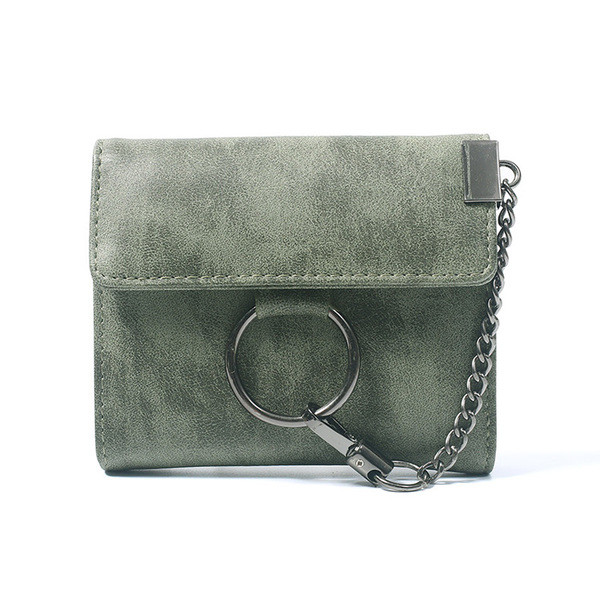 Стилен мини дамски портфейл с метална декорация в пет цвята